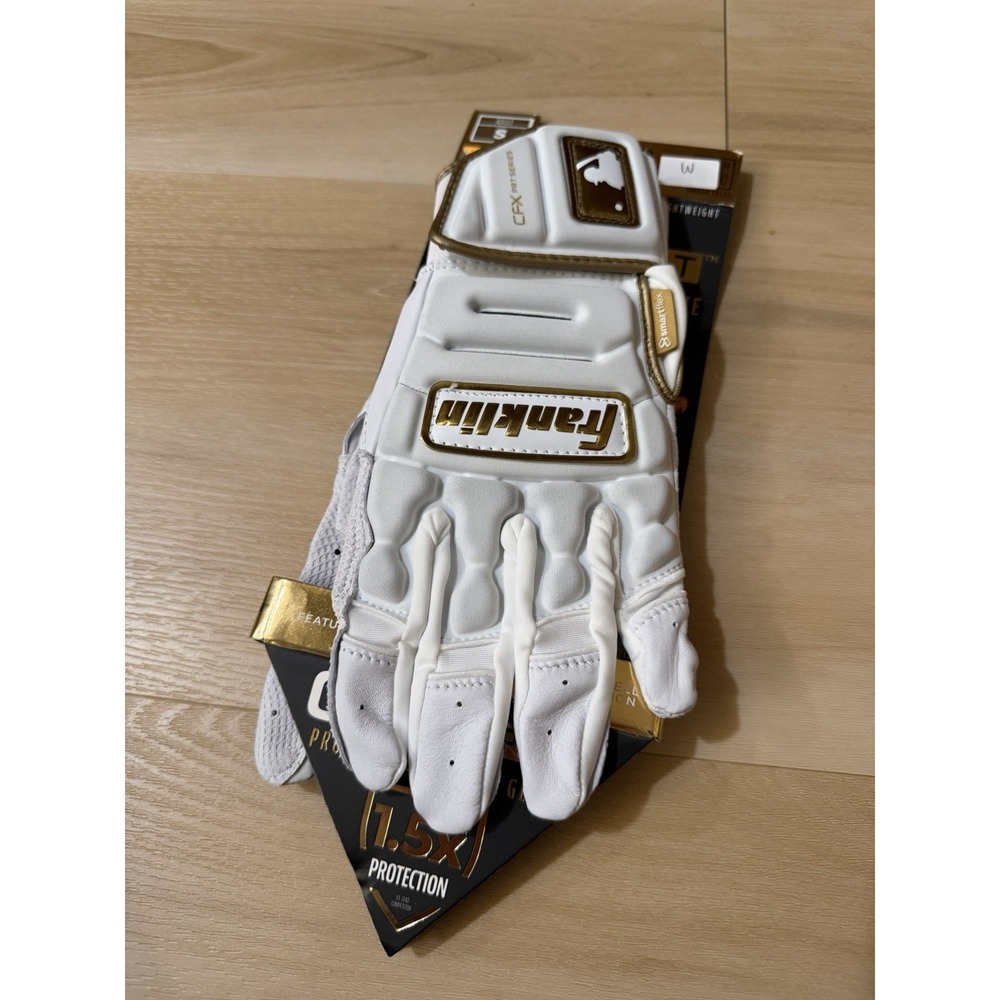 NWT Franklin CFX Gold Pro Adult Small Baseball Batting Gloves White Elite